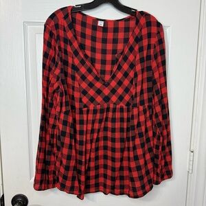 Old Navy Plaid Peplum Top